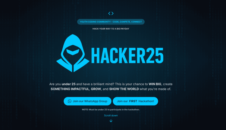 Hacker25 website hero section